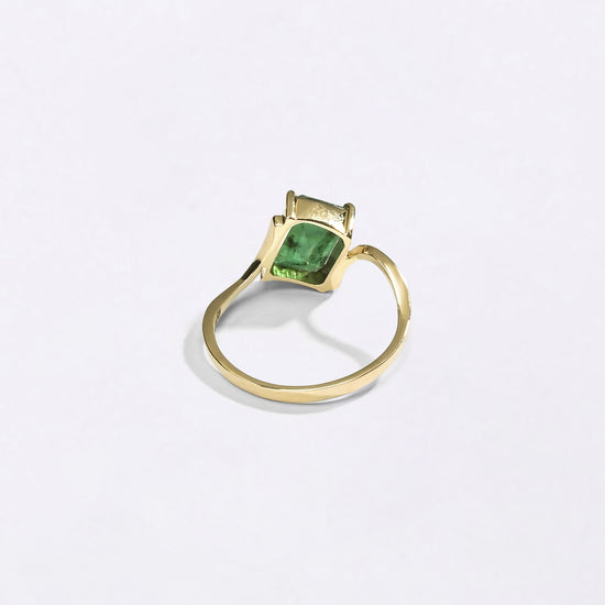 Square cut Radiant Emerald Ring in 18K Hallmark Gold from Myra Gems