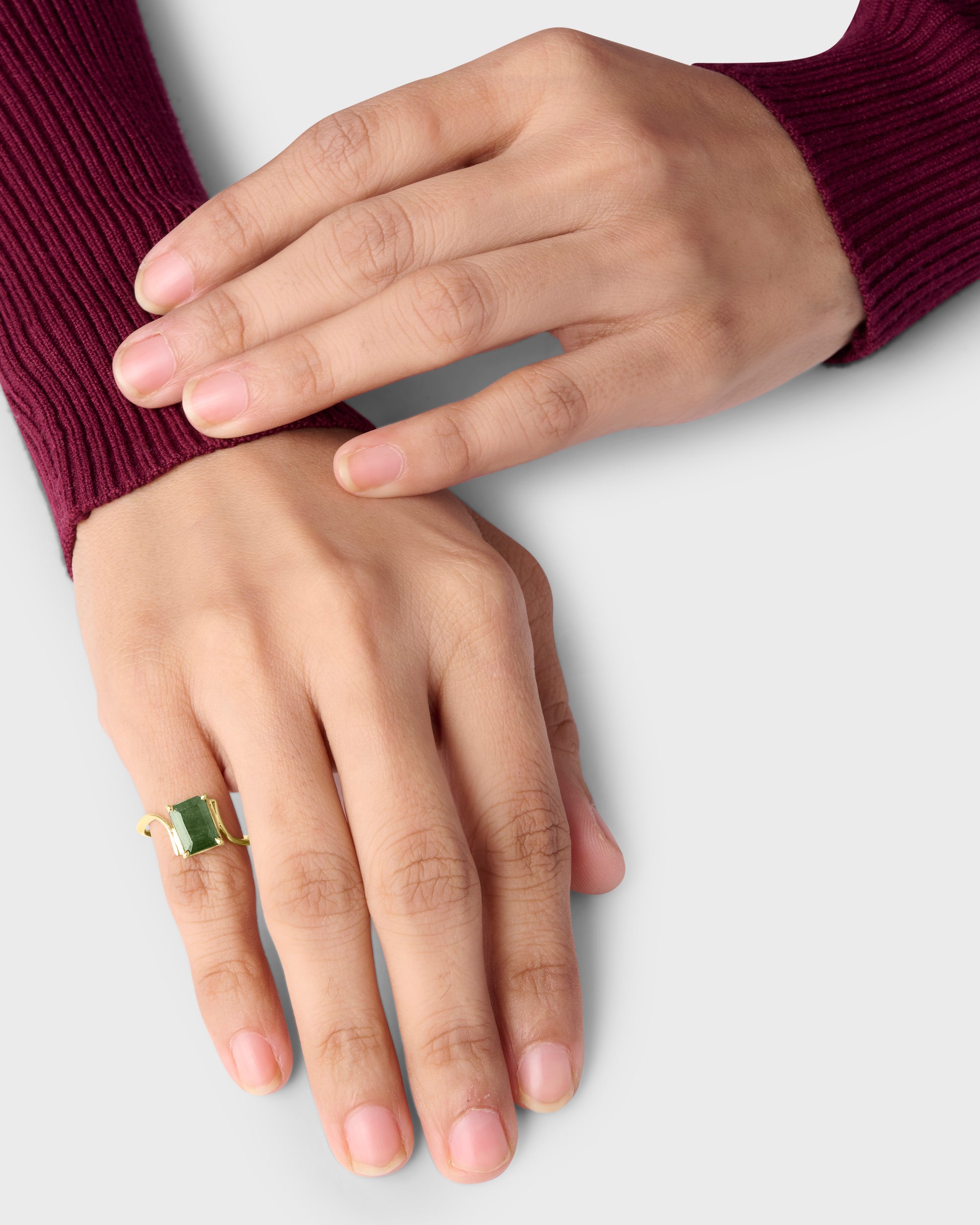 Square cut Radiant Emerald Ring in 18K Hallmark Gold from Myra Gems