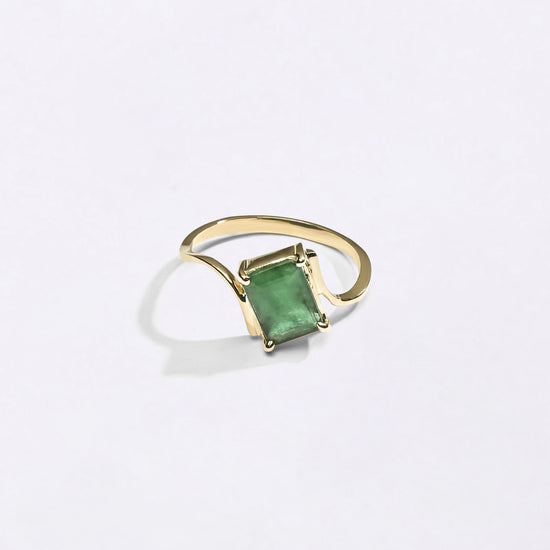 Square cut Radiant Emerald Ring in 18K Hallmark Gold from Myra Gems