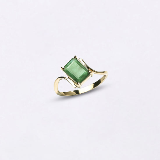 Square cut Radiant Emerald Ring in 18K Hallmark Gold from Myra Gems