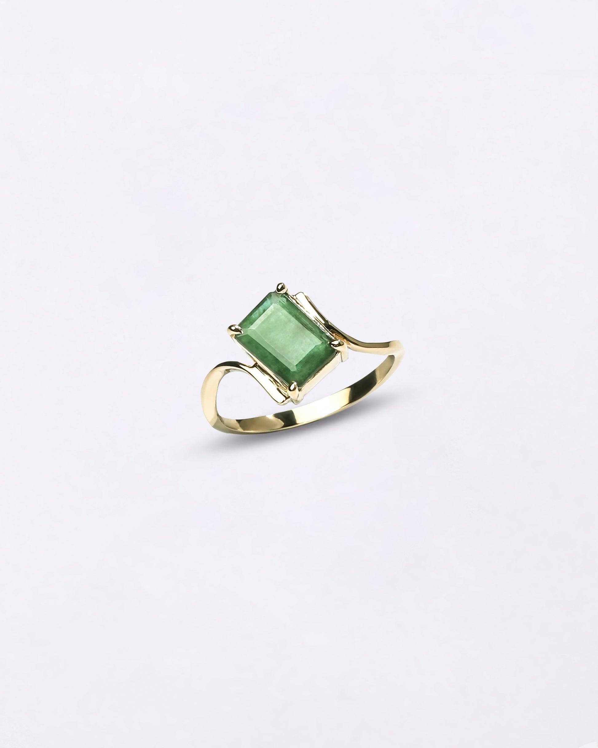 Square cut Radiant Emerald Ring in 18K Hallmark Gold from Myra Gems