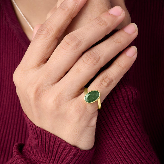 Natural Emerald Ring in Gold for Women for Myra Gems