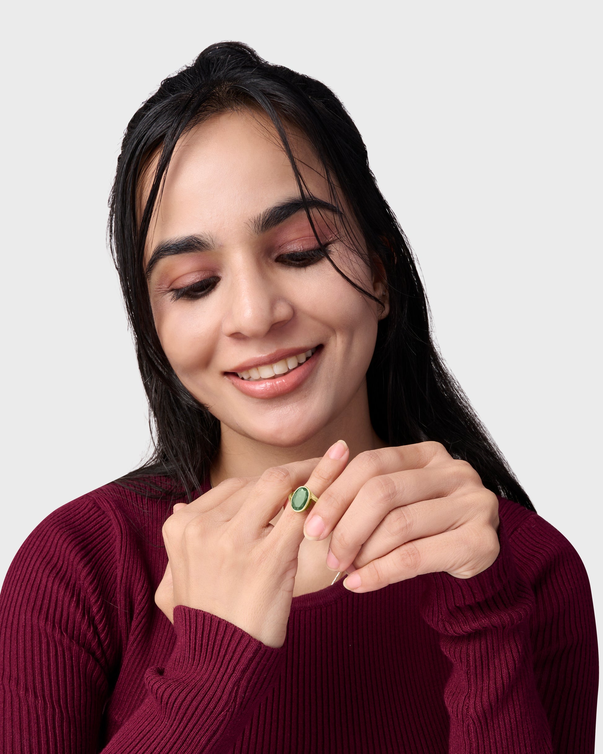 Natural Emerald Ring in Gold for Women for Myra Gems