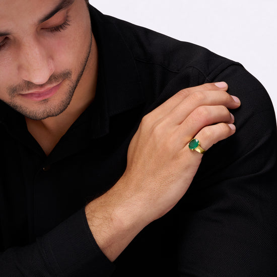Modern Emerald Gemstone Ring in Gold from Myra Gems