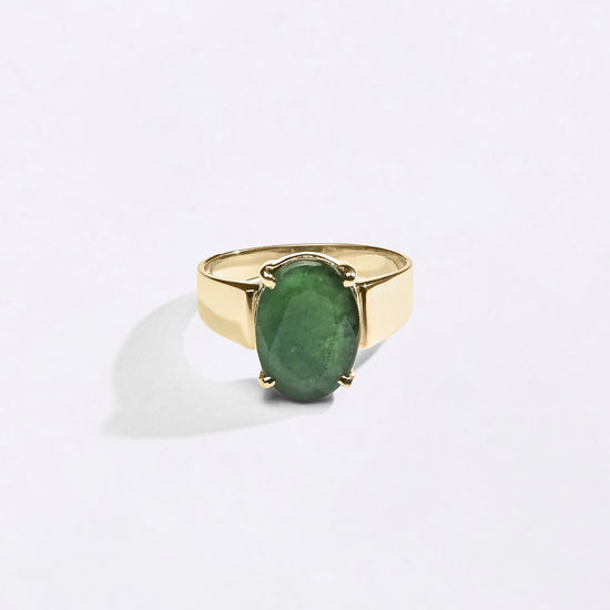 Modern Emerald Gemstone Ring in Gold from Myra Gems