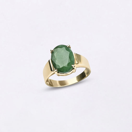 Modern Emerald Gemstone Ring in Gold from Myra Gems