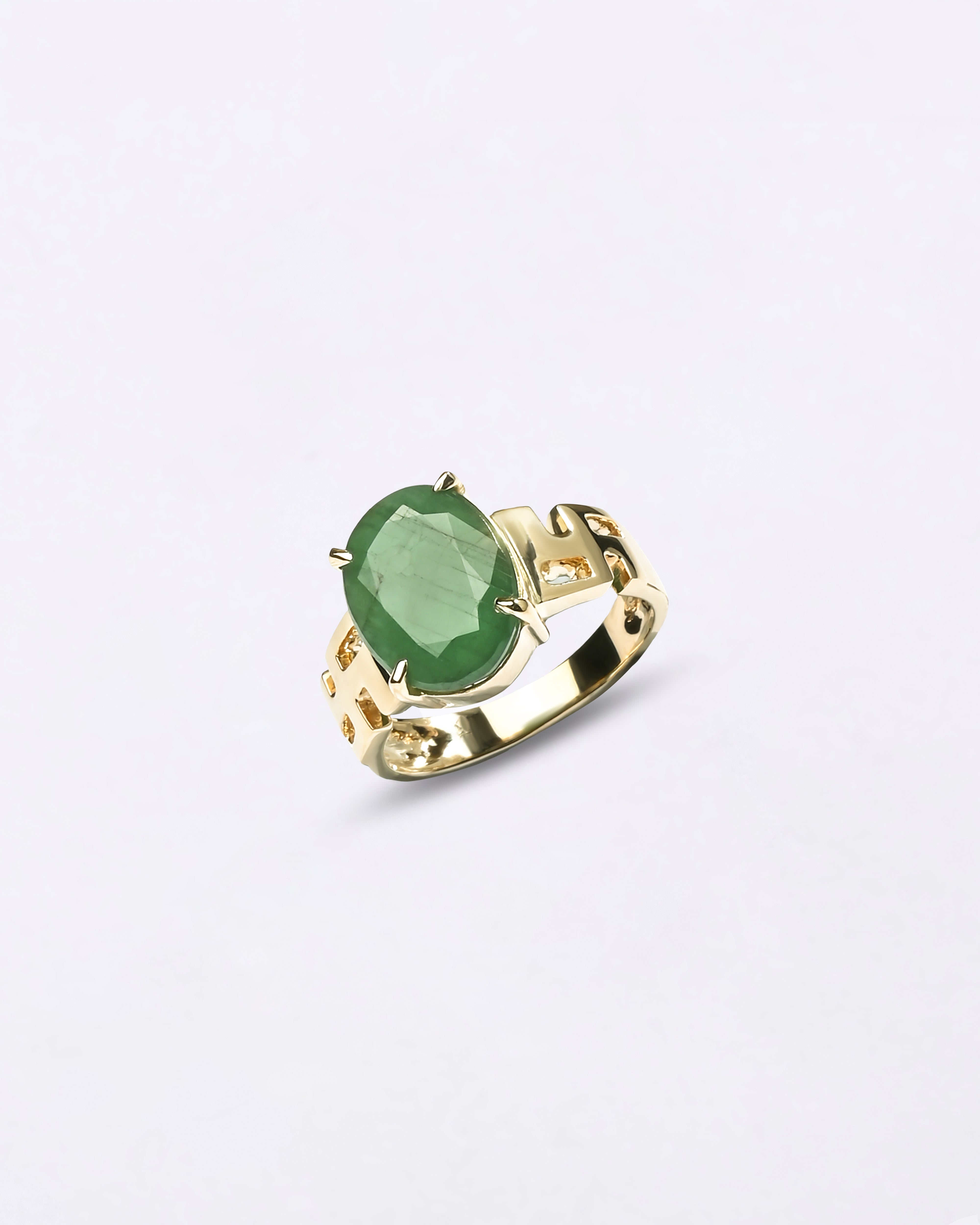 Swastik Emerald (Panna) Ring in Gold - Urja