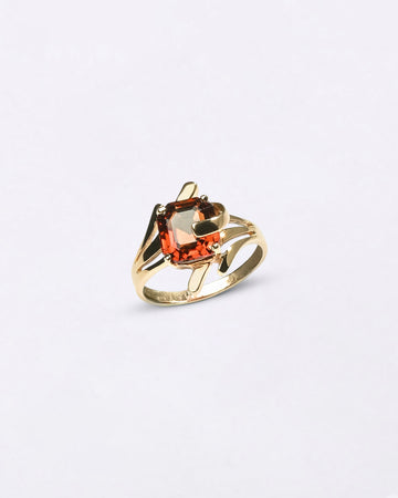 Prime Hessonite (Gomed) Ring in Gold - Square Urja