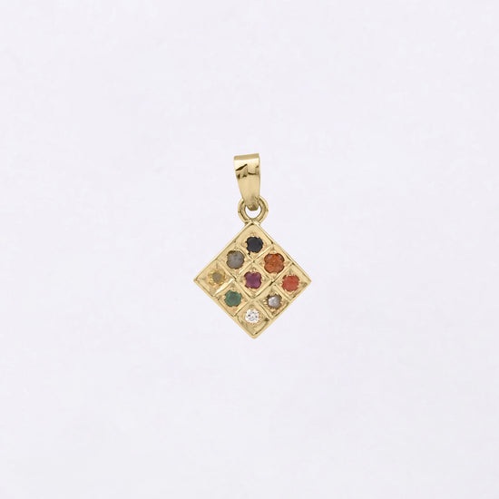 9 Stone Navgrah Pendant in 18K Gold from Myra Gems