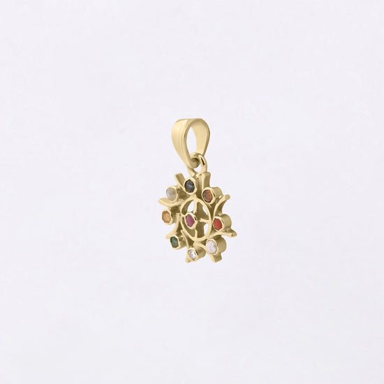 Navratna Pendant in 18K Hallmark Gold from Myra Gems