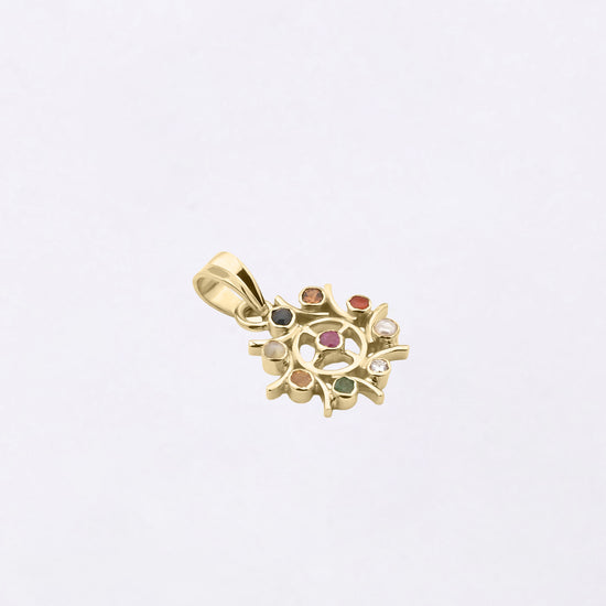 Navratna Pendant in 18K Hallmark Gold from Myra Gems
