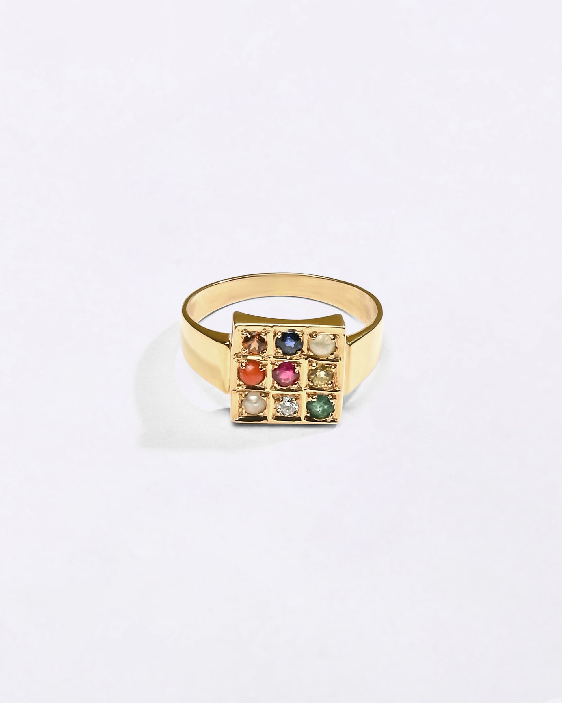Male 9 Stone Navgrah in 750 Hallmark Gold  Buy from Myra Gems