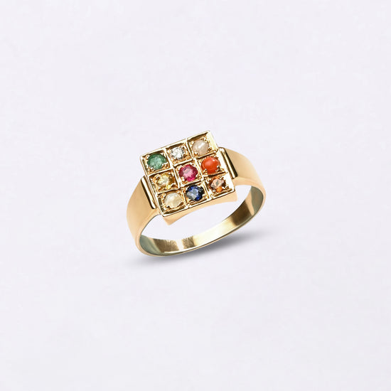 Male 9 Stone Navgrah in 750 Hallmark Gold  Buy from Myra Gems