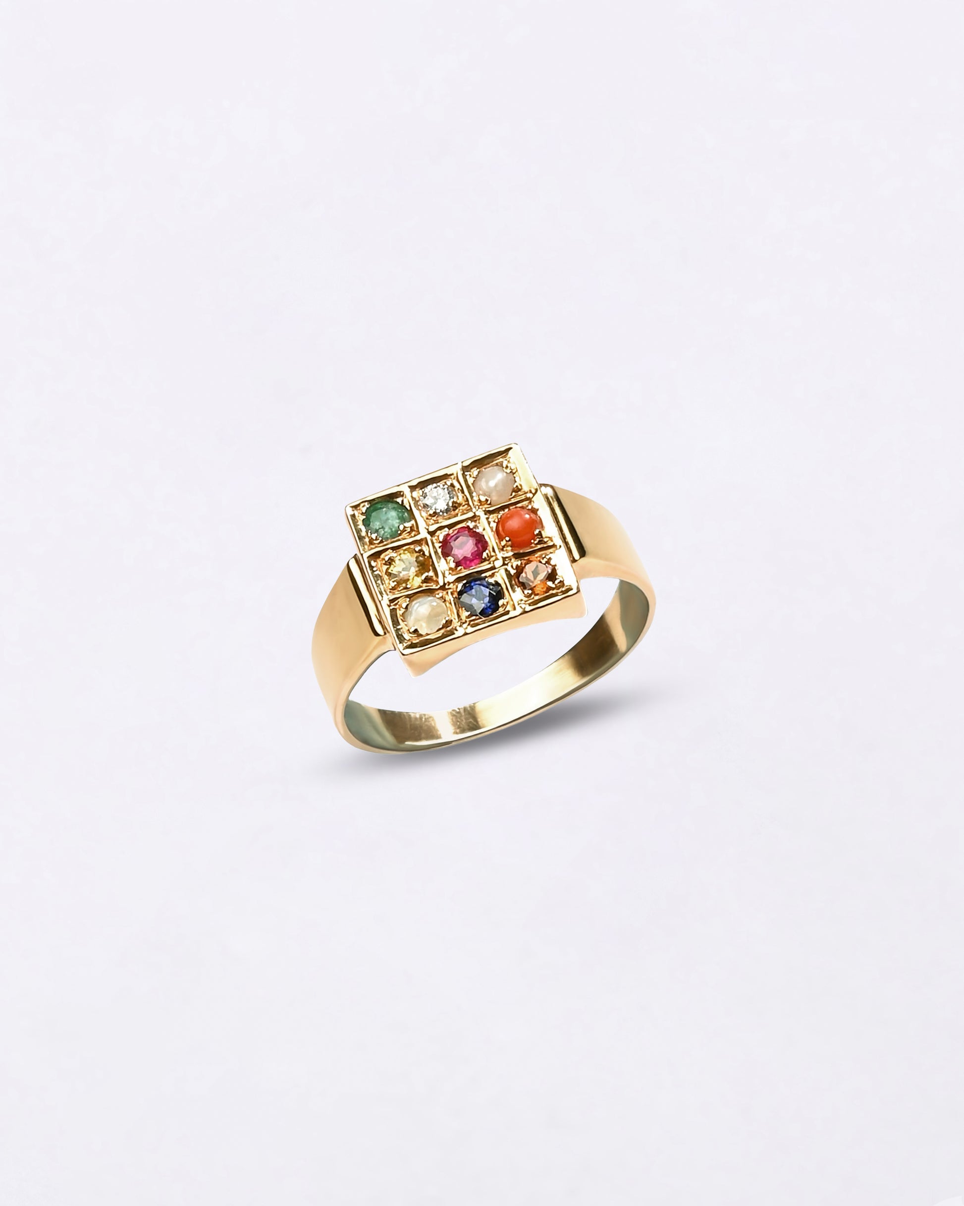 Male 9 Stone Navgrah in 750 Hallmark Gold  Buy from Myra Gems