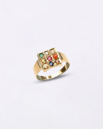 Male 9 Stone Navgrah in 750 Hallmark Gold  Buy from Myra Gems