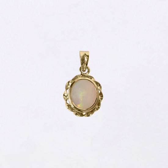Natural Certified Opal Pendant in 18K Gold from Myra Gems