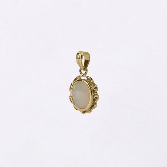 Natural Certified Opal Pendant in 18K Gold from Myra Gems