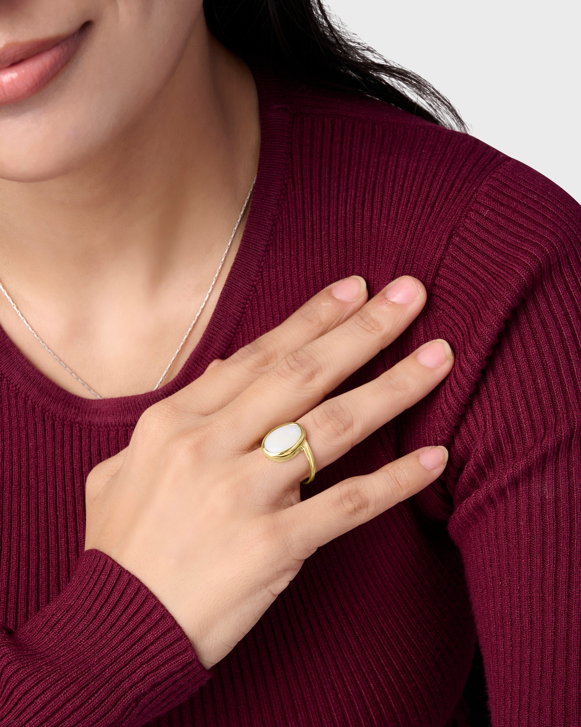Natural Opal Doodhiya Ring in 18K Gold Buy from Myra Gems