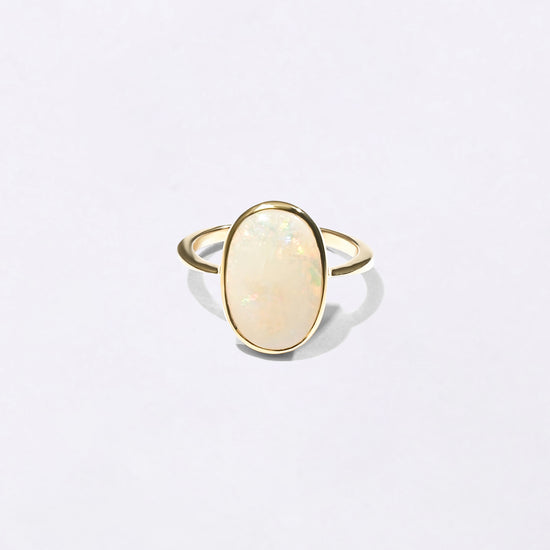 Silver Opal Stone Ring in 18K Gold from Myra Gems