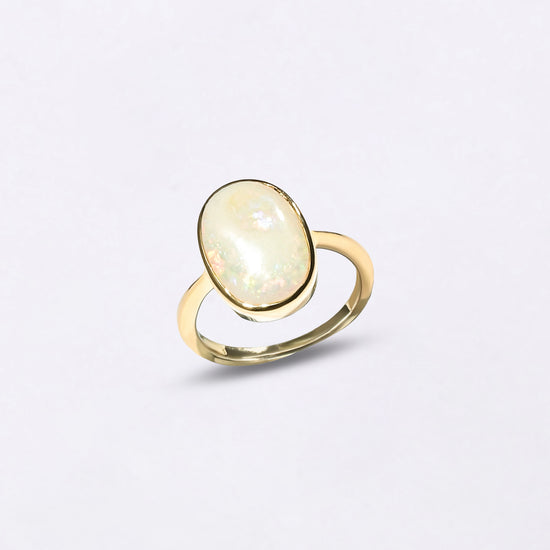 Silver Opal Stone Ring in 18K Gold from Myra Gems