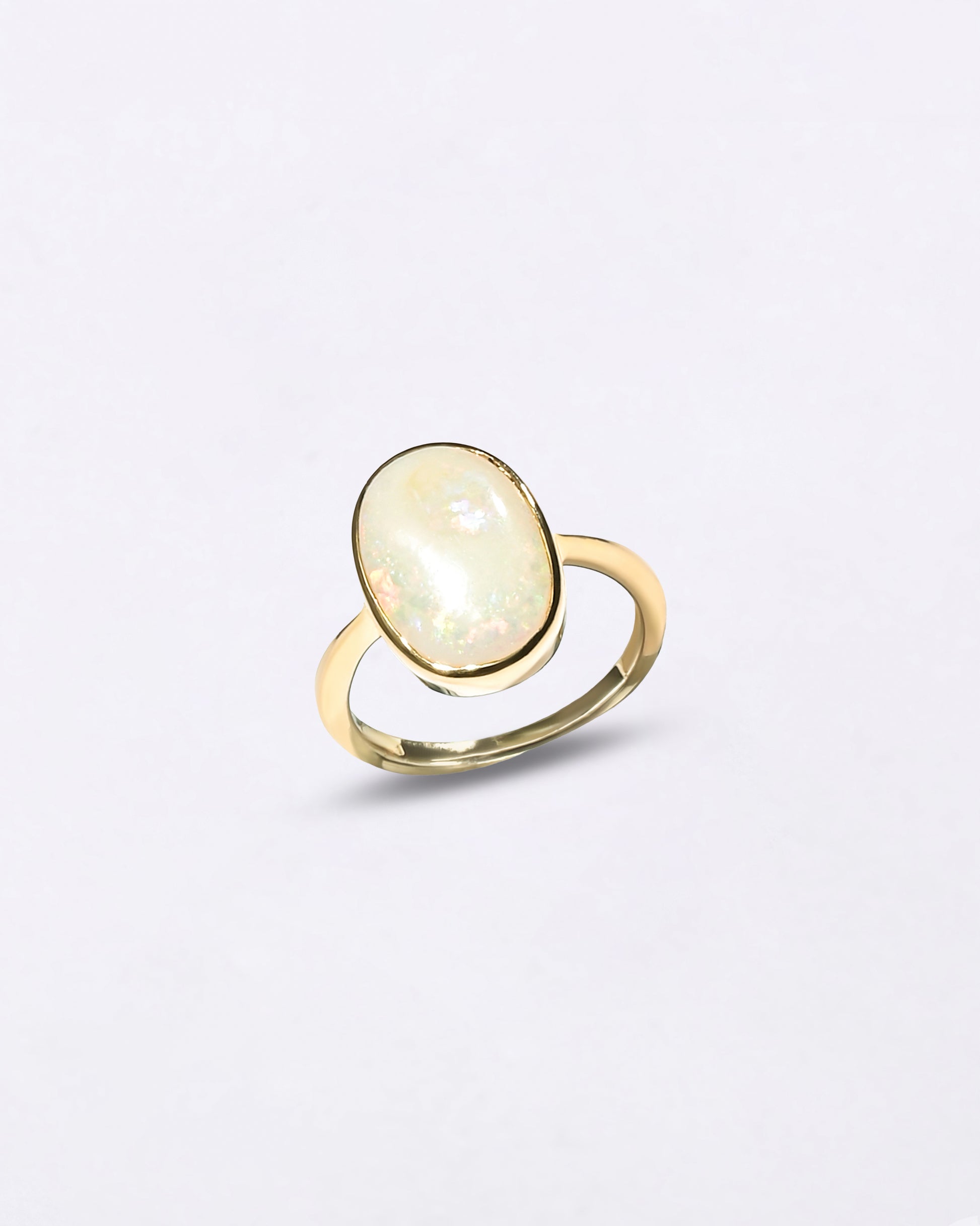 Silver Opal Stone Ring in 18K Gold from Myra Gems
