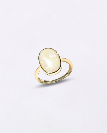 Silver Opal Stone Ring in 18K Gold from Myra Gems