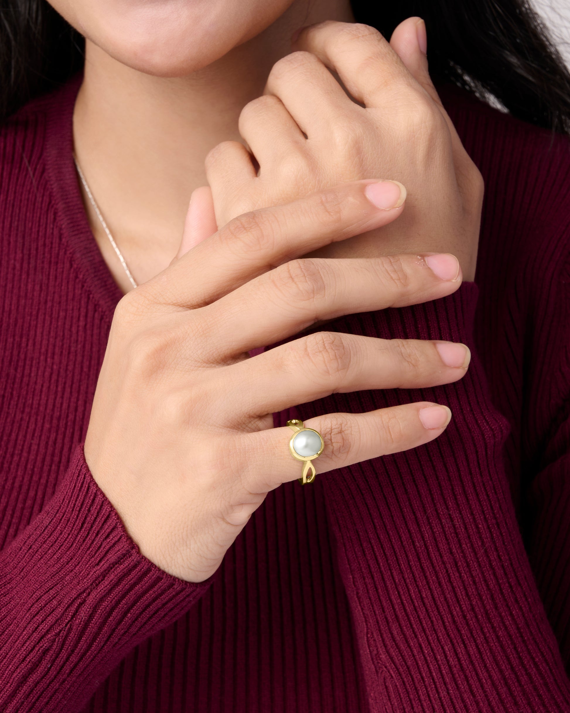 Keshi Pearl Ring in 18K Gold from Myra Gems