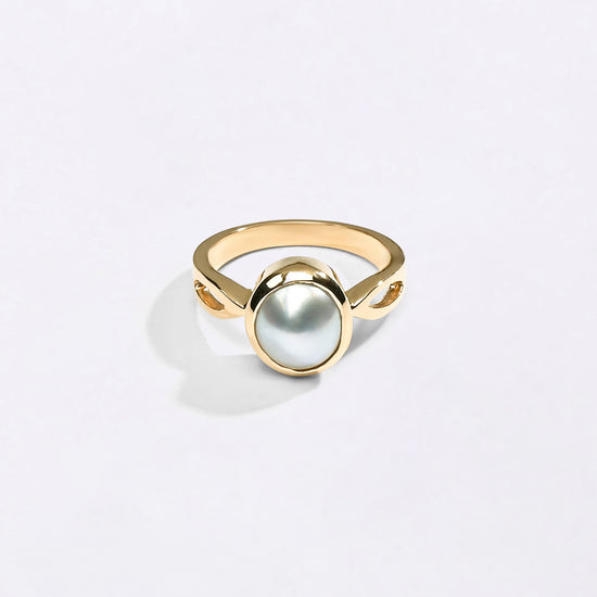 Keshi Pearl Ring in 18K Gold from Myra Gems