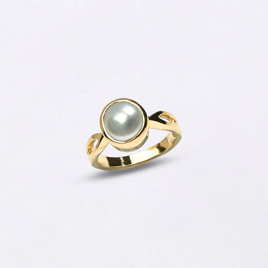Keshi Pearl Ring in 18K Gold from Myra Gems