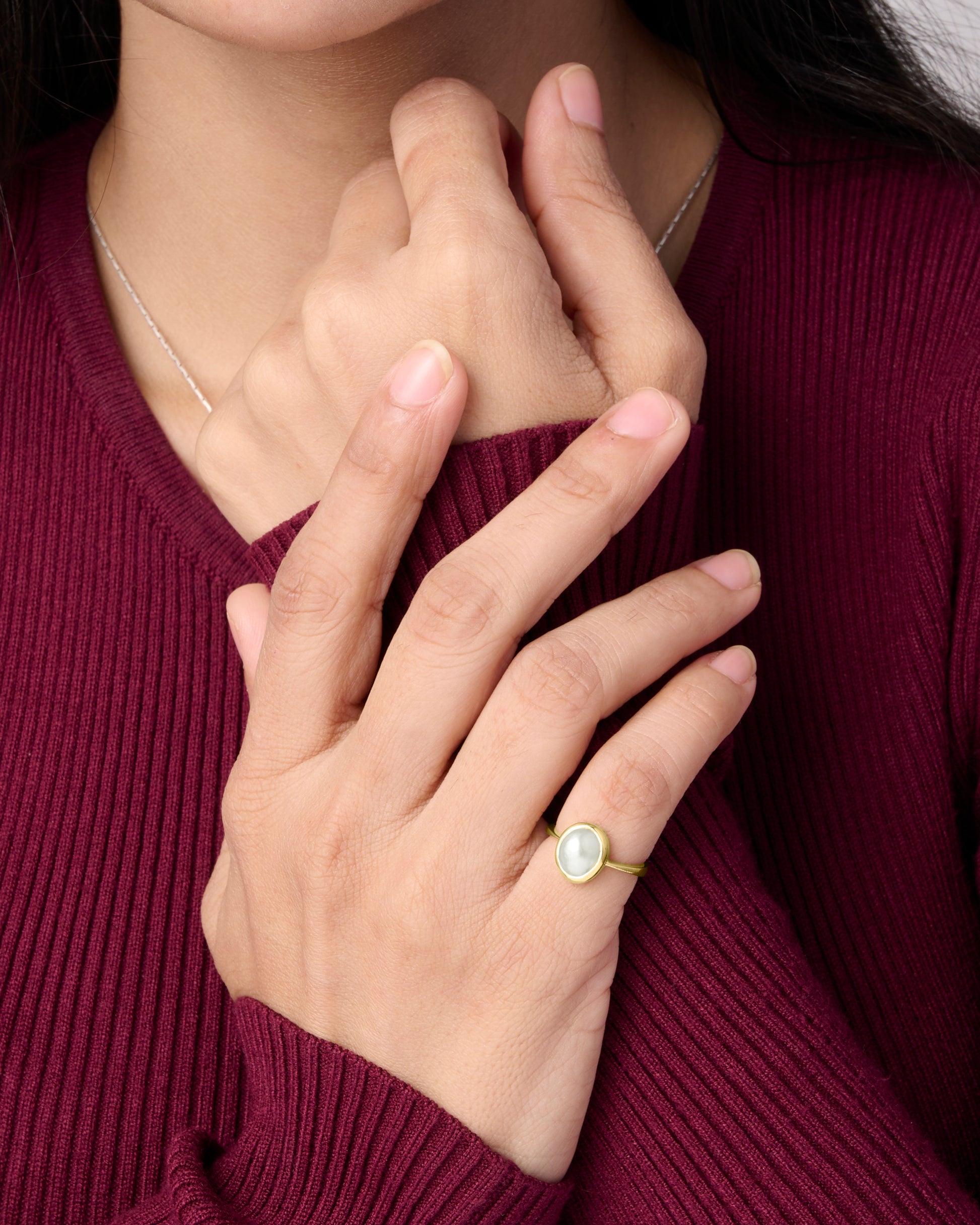 Uneven Pearl Ring In 18K Gold from Myra gems