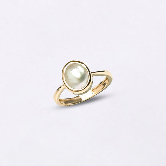 Uneven Pearl Ring In 18K Gold from Myra gems