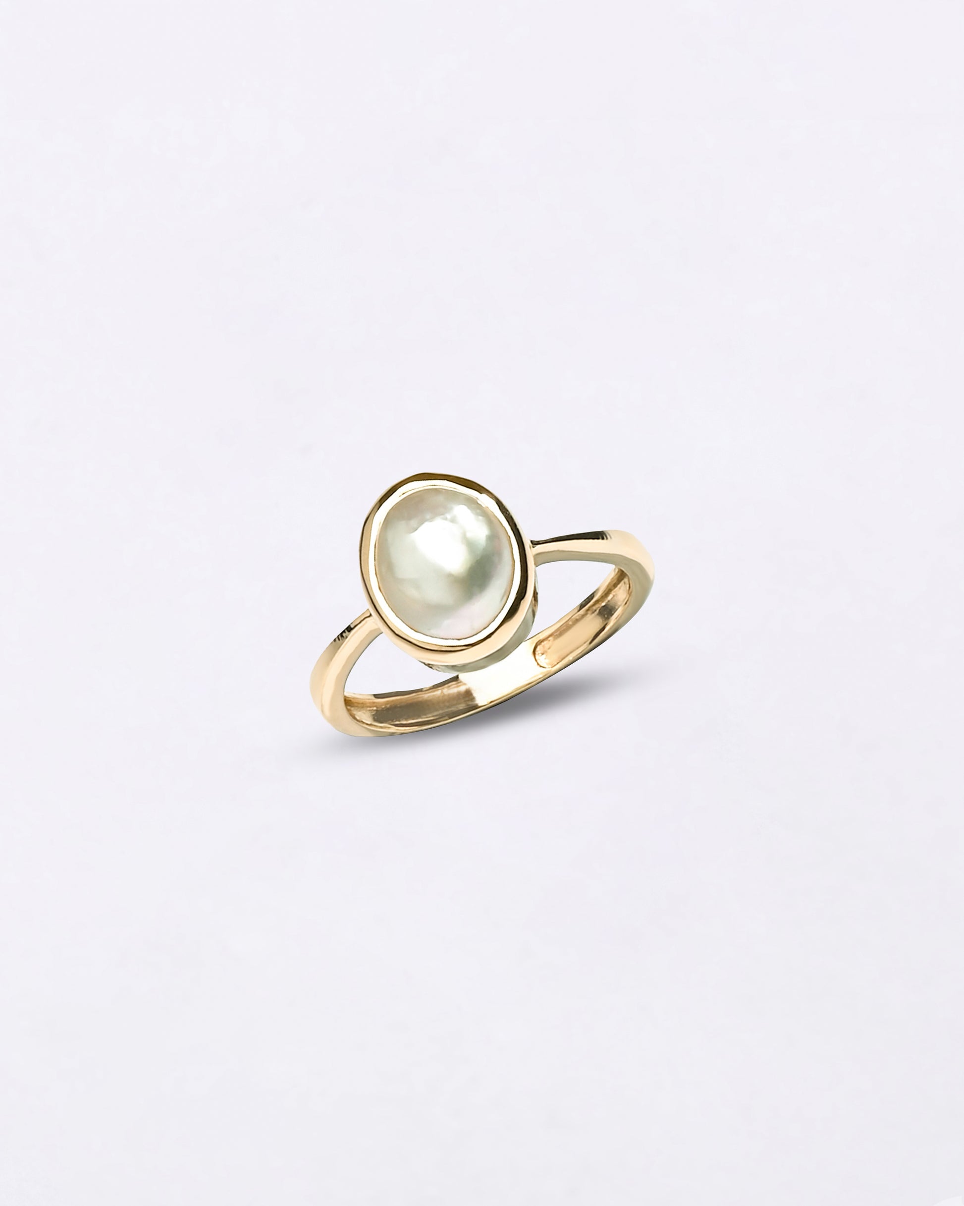 Uneven Pearl Ring In 18K Gold from Myra gems