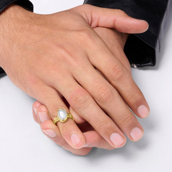 Keshi Moti Ring in 18K Gold from Myra Gems