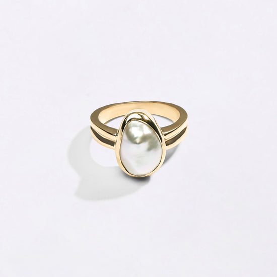 Keshi Moti Ring in 18K Gold from Myra Gems