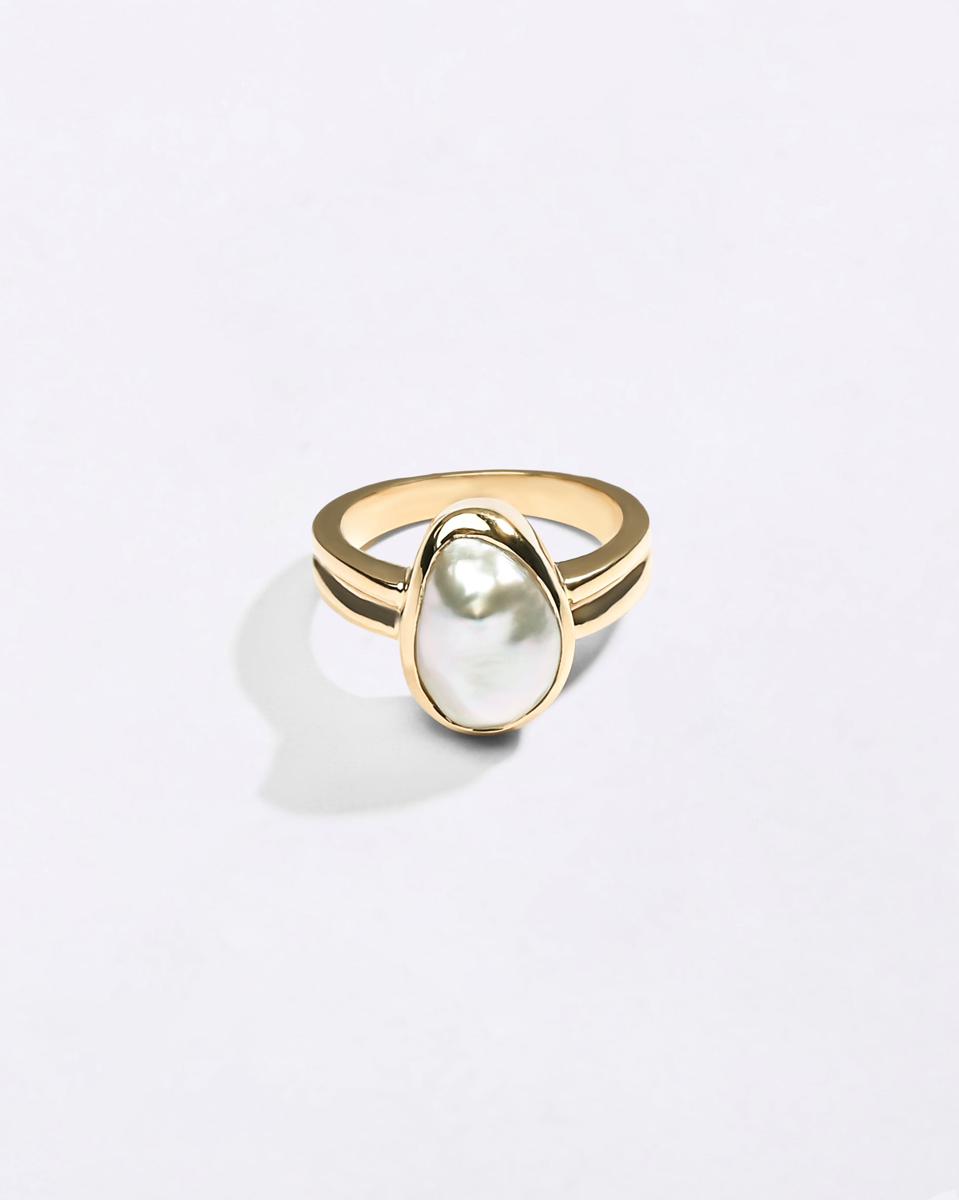 Keshi Moti Ring in 18K Gold from Myra Gems