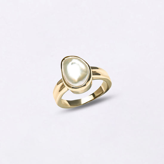 Keshi Moti Ring in 18K Gold from Myra Gems