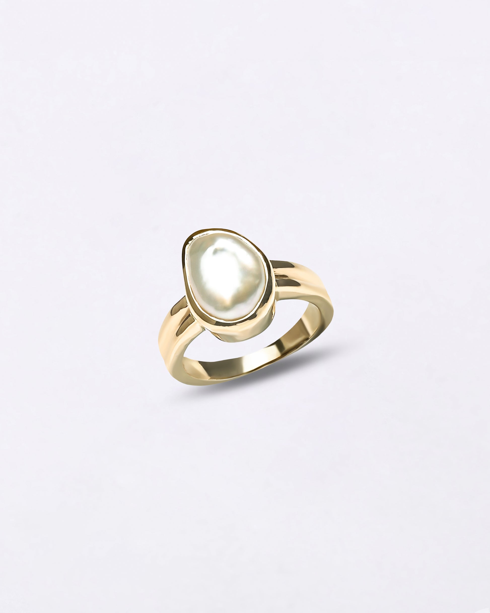 Keshi Moti Ring in 18K Gold from Myra Gems
