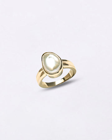 Keshi Moti Ring in 18K Gold from Myra Gems