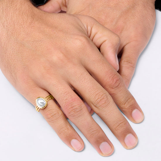 Keshi Pearl Ring in 18K Gold for Male from Myra Gems