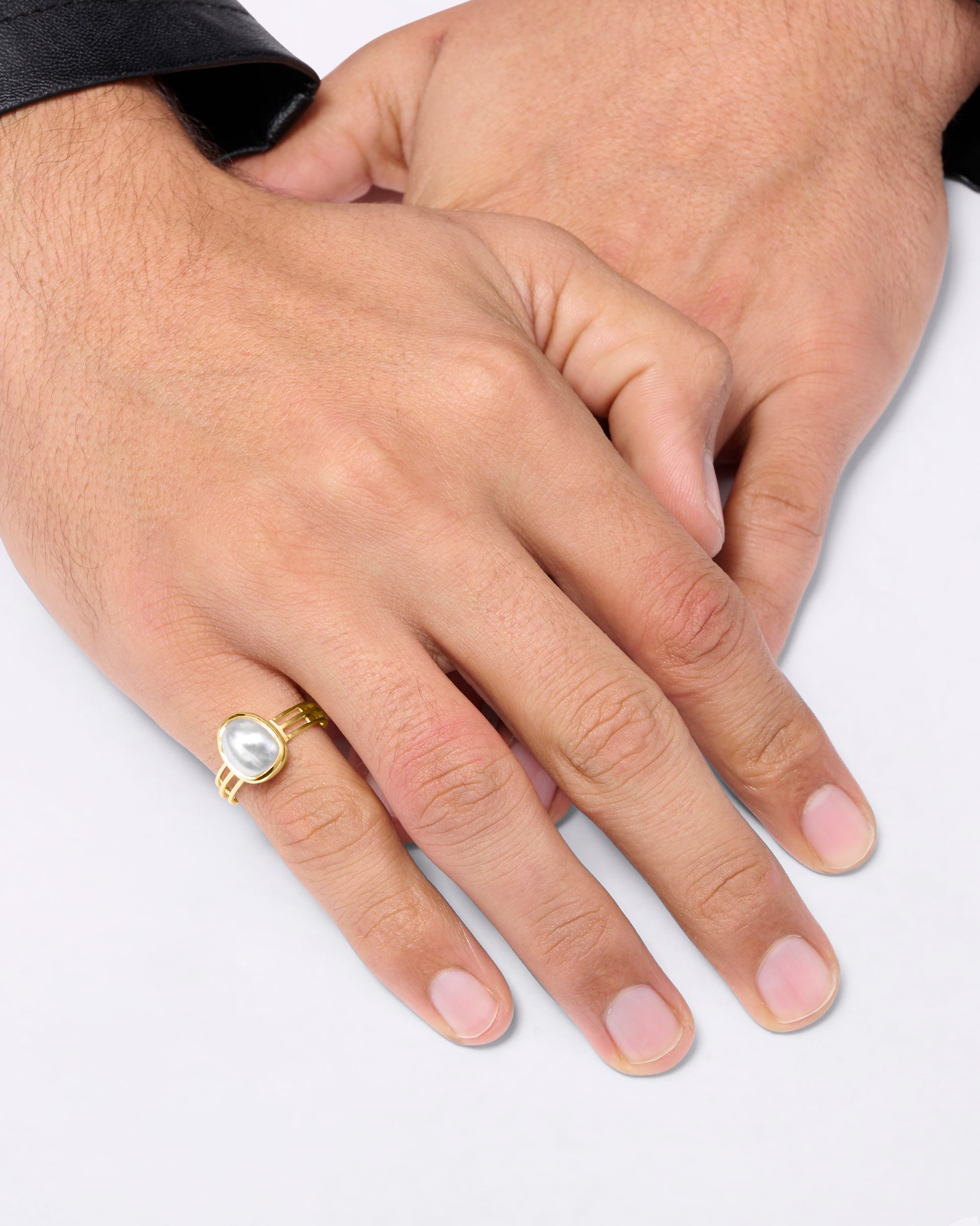 Keshi Pearl Ring in 18K Gold for Male from Myra Gems