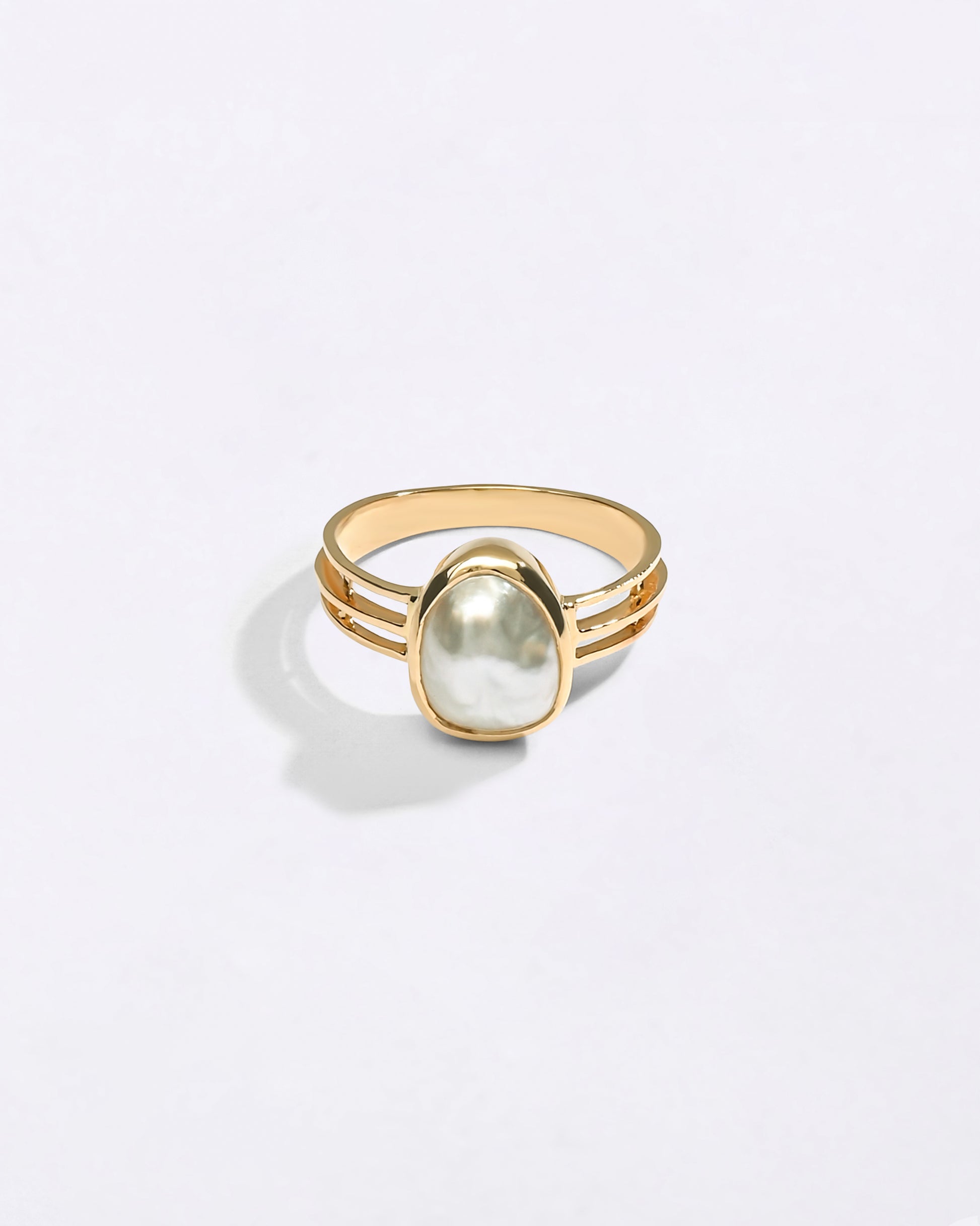 Keshi Pearl Ring in 18K Gold for Male from Myra Gems