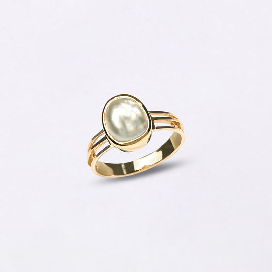Keshi Pearl Ring in 18K Gold for Male from Myra Gems