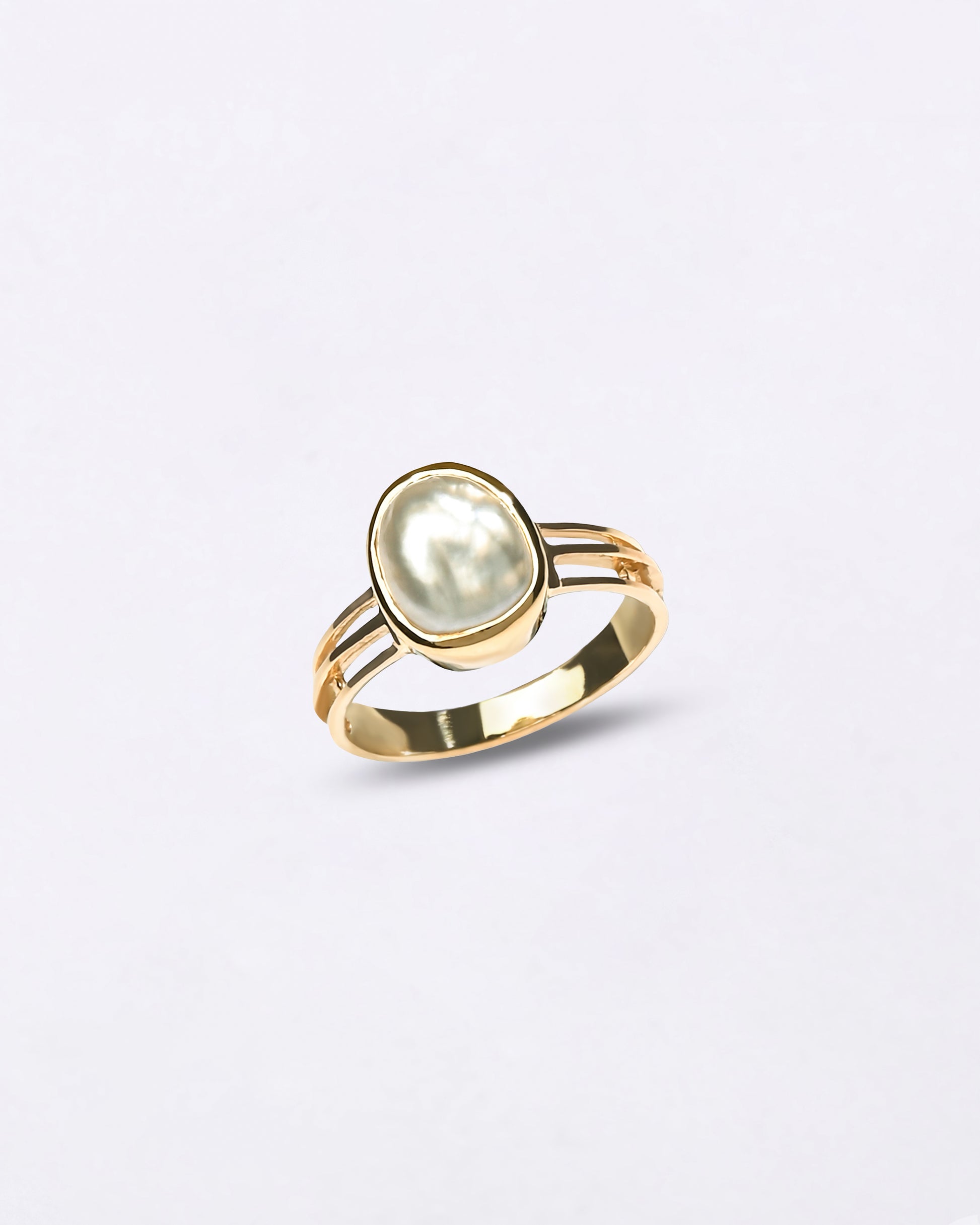 Keshi Pearl Ring in 18K Gold for Male from Myra Gems