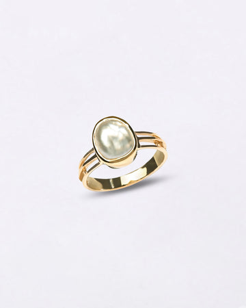 Keshi Pearl Ring in 18K Gold for Male from Myra Gems