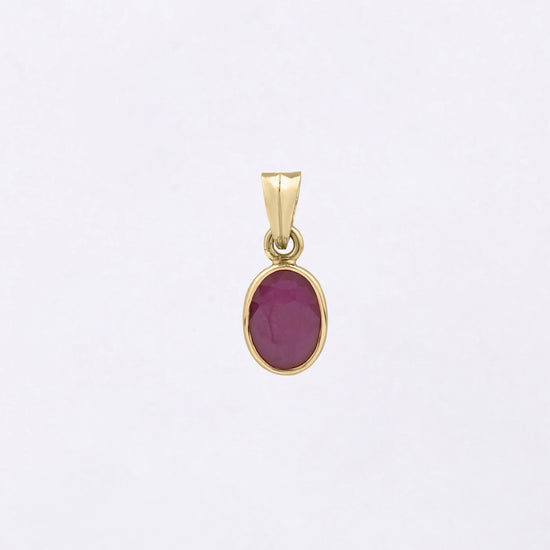 Plain Ruby Pendant in 750 Hallmark Gold from Myra Gems