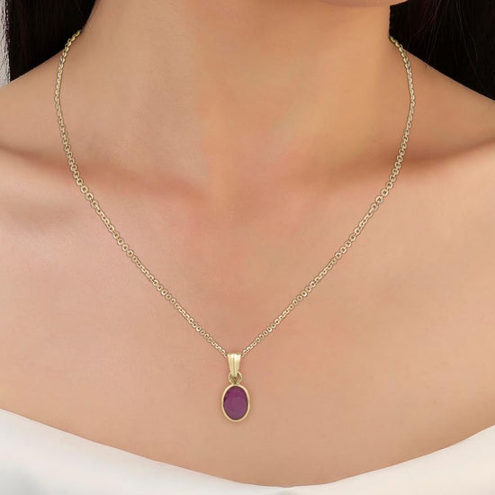 Plain Ruby Pendant in 750 Hallmark Gold from Myra Gems