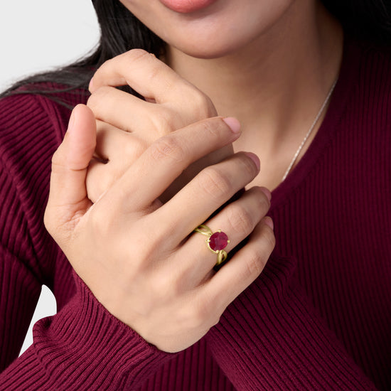 Female Ring in Ruby in 18K Gold Buy from Myra Gems