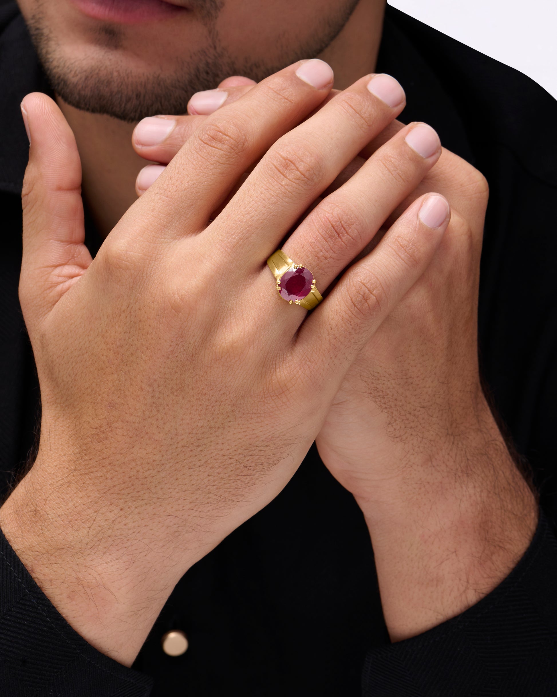 Red Color Ruby in 18K Gold Buy from Myra Gems