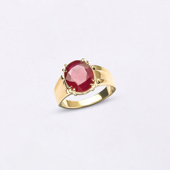 Red Color Ruby in 18K Gold Buy from Myra Gems