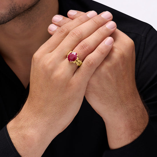 Gents Ring in Ruby in 18K Gold Buy from Myra Gems